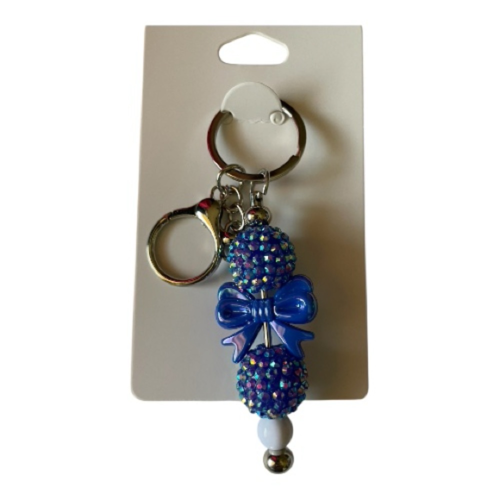 5/$20 Handmade Blue Beaded Bow Keychain